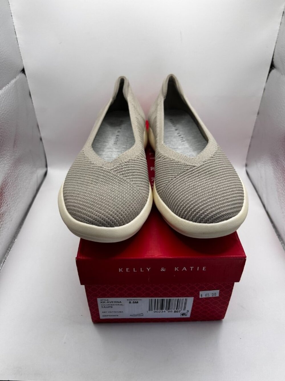 Kelly & Katie Taupe Knit Slip On Shoes Size 8.5 Women Casual Comfort New Box